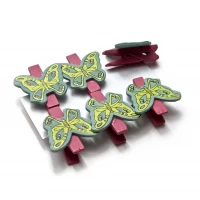 Украшалочки Бабочки прищепка дерево(н-р 6 шт) ЦЕНА ЗА НАБОР