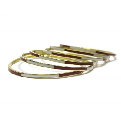 Браслеты медные с костяными вставками (н-р 6 шт) код 26109