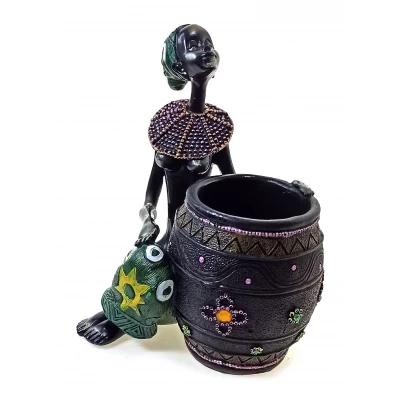 Африканка с корзиной, подставка под ручки (16х12,5х9см)D