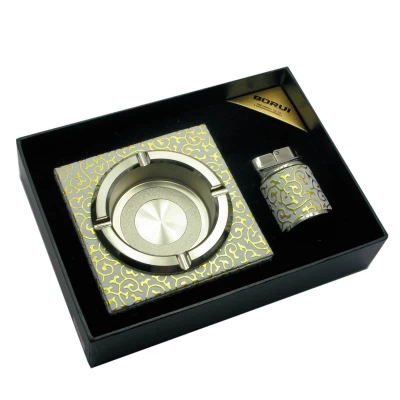 Подарочный набор (Пепепельница с зажигалкой)(21х15,5х5 см)(BR-201T) код 27090