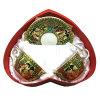 Сервиз фарфор (2JBS86-3) 2 чашки +2 блюдца Девушки под ивой (210 мл)(h-6см,d-10см,d блюдца-15 см)