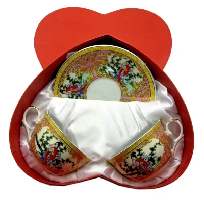 Сервиз фарфор (2JBS111-8) 2 чашки +2 блюдца "Девушка" (16 шт. в ящ.) код 27327