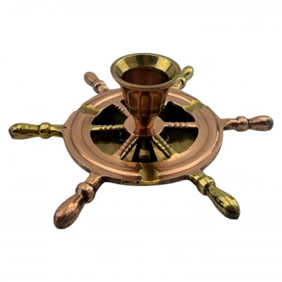 Подсвечник-пепельница Штурвал бронза (15х15х5 см)
