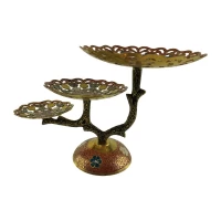 Фруктовница бронзовая 3 х яруcная, резная красная ( 24х 38х22,5 см)