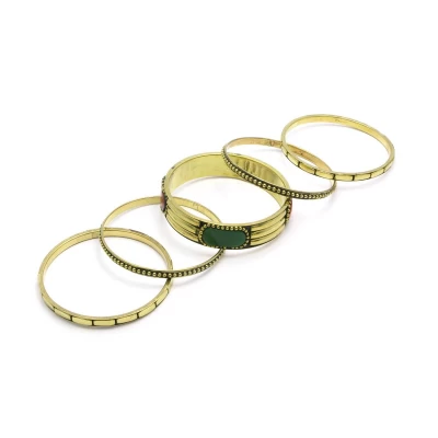 Браслеты медные с камнями (н-р 5 шт) (d-7 см) код 27405