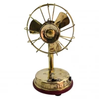 Миниатюрный настольный вентилятор из бронзы, работает от аккумулятора, 17 см