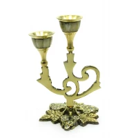 Подсвечник на 2 свечи бронзовый с перламутром (15,5х10х10 см)