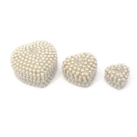 Шкатулки металические с жемчугом (набор 3 шт)Сердечки(7,5х7,5х4см 5х5х3см 4х4х2,5см)