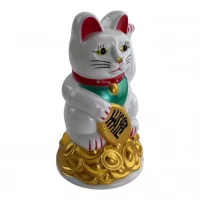 УЦЕНКА. Кошка Манэки-нэко машущая лапой, белая (11,2×6,7×6,7 см)