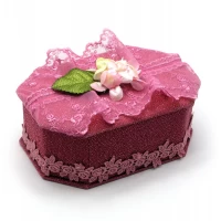 Шкатулка для бижутерии с зеркальцем Восьмигранная ткань (17х12х8,5 см)