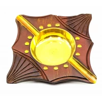 Пепельница из розового дерево с бронзовыми вставками (11х11х3 см)