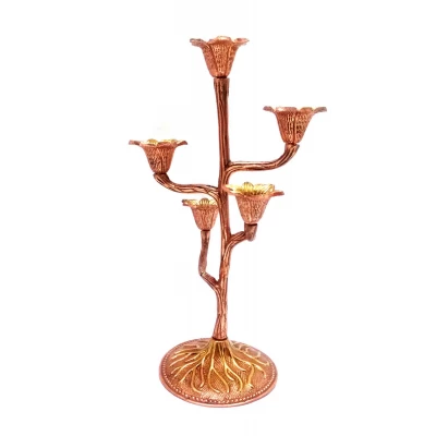 Подсвечник на 5 свечей  бронзовый  (30х15х12 см)(Candle Stand 5C Leaf copper) код 28297
