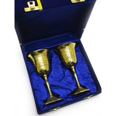 Бокалы бронзовые позолоченные(н-р 2 шт)(h-15,5 см(24х18,5х7,5 см)(7"Set -2ps GOLD) код 28341