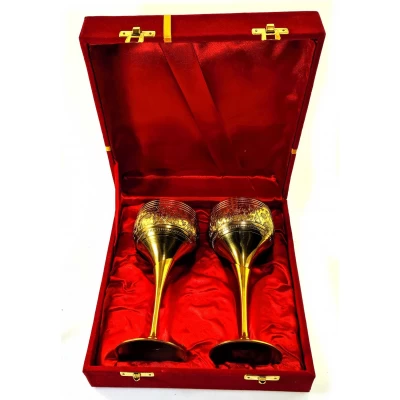 Бокалы бронзовые позолоченные(н-р 2 шт)(h-17 см(24х18,5х7,5 см)(7"Set -2ps GOLD) код 28355