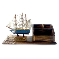 Модель парусника с подставкой для ручек и визиток (25,5х8х13,5 см)