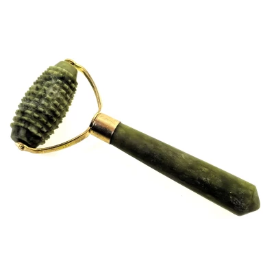 Массажер нефрит "Ёжик" с ручкой  (18х7,5х2 см) код 28529