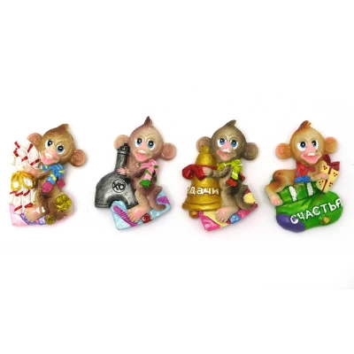 Магнит на холодильник 'Обезьянка с подарками' (16 шт/уп)(7,5х4х3 см)