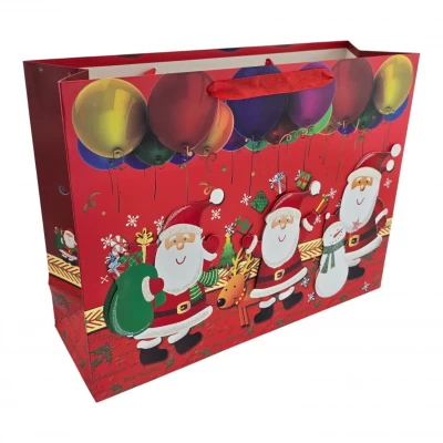 Пакет подарочный с апликацией Деды морозы синий (36х27 см) Пакет подарочный с апликацией Деды морозы синий (36х27 см)