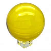 Шар хрустальный на подставке желтый (d-10,5 см)