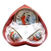 Сервиз фарфор (2JBS102) 2 чашки +2 блюдца Коричневый (210 мл)(16 шт. в ящ.)