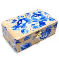 Шкатулка дерево Цветы, расписано вручную, массив дерева (20,5х12,5х8 см)