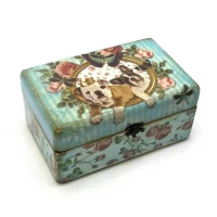 Шкатулка дерево Щеночки (дуб,ясень)(16х10х6см.) из массива дерева