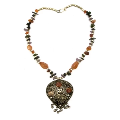 Ожерелье с каменьями агата и кулоном Капля (57 см)