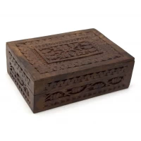 Шкатулка резная розовое дерево (17,5х12х6 см)