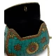 Сумочка бронзовая с кораллами и бирюзой зеленая (13.5х10х5 см)
