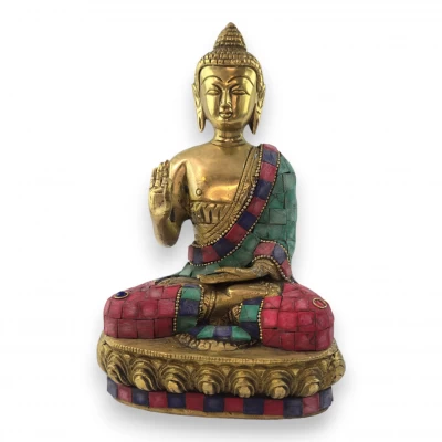 Будда бронзовый бирюза, кораллы (21х13х9 см) (1580 г.) C