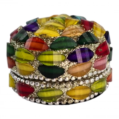 Шкатулка металическая с мозаикой (3,2 × 4,7 × 4,7 см)