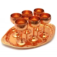 Рюмки бронзовые на подносе Медь  (н-р 6 шт)(h-13 d-5,5 см)(80мл.)(поднос 30х20х1 см)