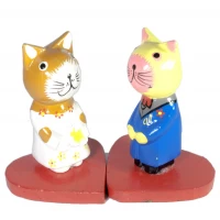 Кот с кошкой пара на сердечках дерево (16х10,5х7,5 см)