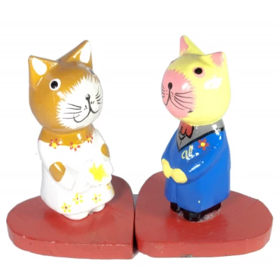 Кот с кошкой пара на сердечках дерево (16х10,5х7,5 см)