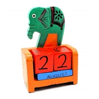 Вечный календарь Зеленый слон дерево (10х7,5х4 см)