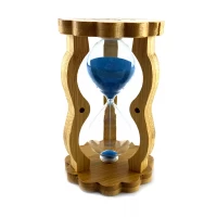 Часы песочные в бамбуке синий песок (10 мин) (14,5х8,5х5,5 см)