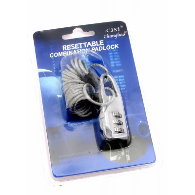 Замок кодовый с тросиком (5,5х2,5х1 см)