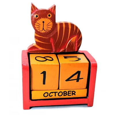 Вечный календарь Кот дерево коричневый (14х10х5 см)D Вечный календарь Кот дерево коричневый (14х10х5 см)D