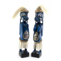 Папуасы пара резные дерево синие (34х6х5 см)