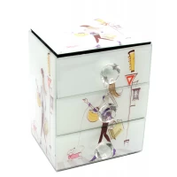 Шкатулка для украшений Девушка с собачкойс зеркальцем стеклянная (15х12х9,5 см)