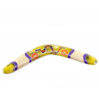 Бумеранг расписной дерево желтый (41х13х1,5 см)