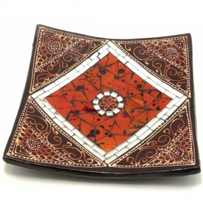 Блюдо терракотовое с мозаикой (19х19х4 см)A