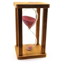 Часы песочные в бамбуке Time is Money розовый (20 мин)(16,5х10х10 см)