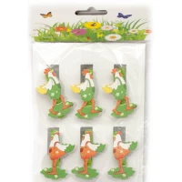 Украшалочки Петушок прищепка дерево(н-р 6 шт) ЦЕНА ЗА НАБОР