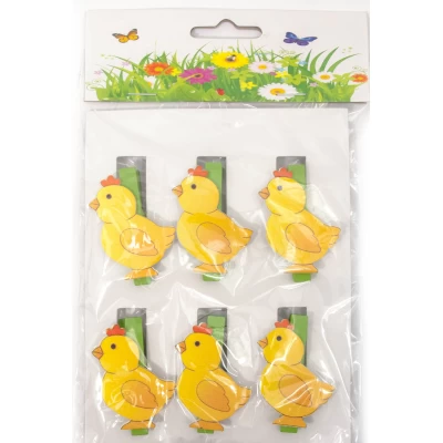 Украшалочки 'Цыпленок' прищепка дерево(н-р 6 шт) ЦЕНА ЗА НАБОР