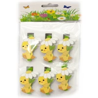 Украшалочки Цыпленок с Ромашкой прищепка дерево(н-р 6 шт) ЦЕНА ЗА НАБОР