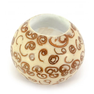 Подсвечник смола+корица белый(d-7 см h-5.5 см)