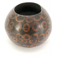 Подсвечник смола+корица черный (d-7 см h-5.5 см)