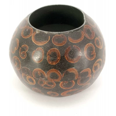 Подсвечник смола+корица черный (d-7 см h-5.5 см)