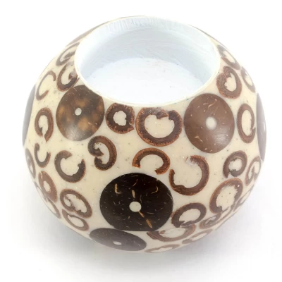 Подсвечник смола+корица белый(d-7 см h-5.5 см)B